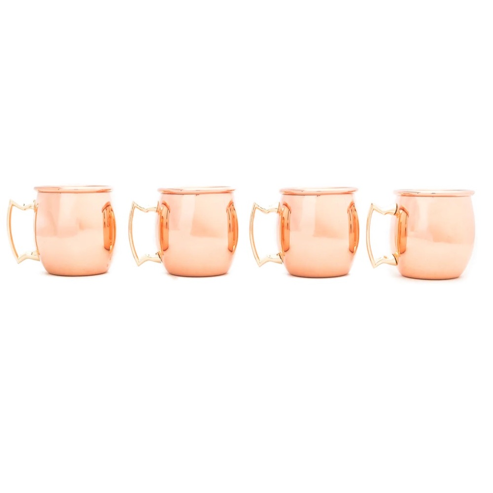 Mini Moscow Mule Copper Shot Glasses with Display Stand